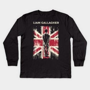 Vintage Distrassed Liam Gallagher Kids Long Sleeve T-Shirt